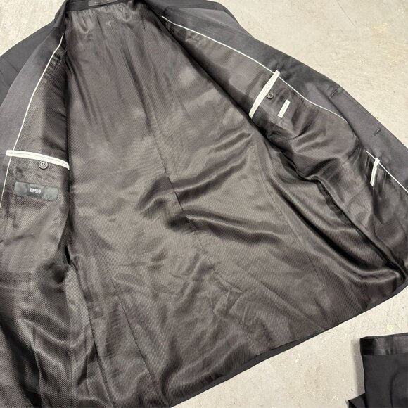 Hugo Boss Tuxedo "The Stars/Glamour" Black Satin Lapel Wool 2pc 42L 38x34 - Picture 6 of 13